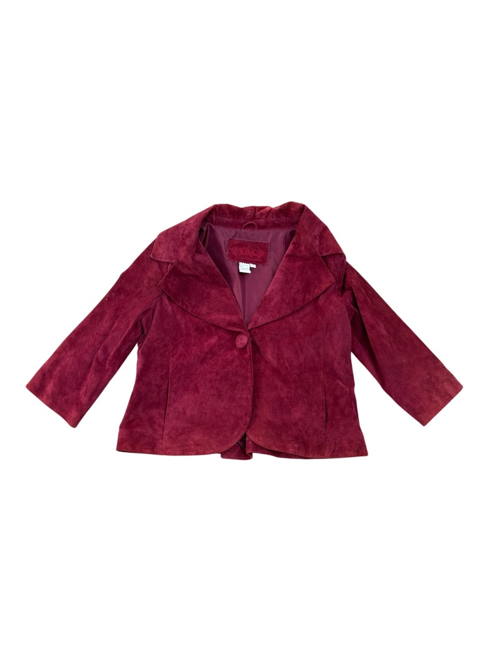 Live A Little Burgundy Suede Y2K Cropped Swing Jacket